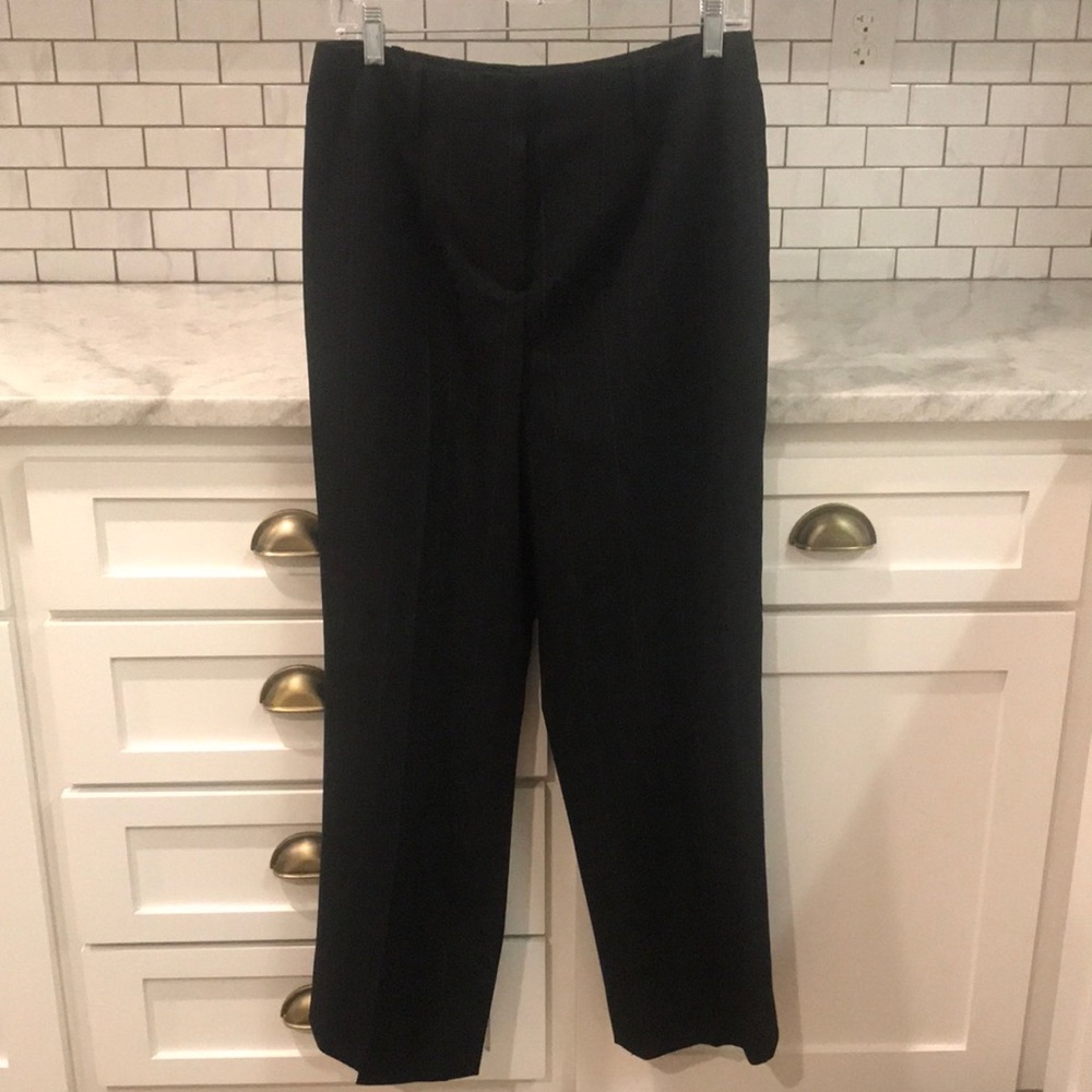 Carlisle‎ Wool Pants Womens 8 Black Pin Stripe Lined Luxury Minimalist Classic